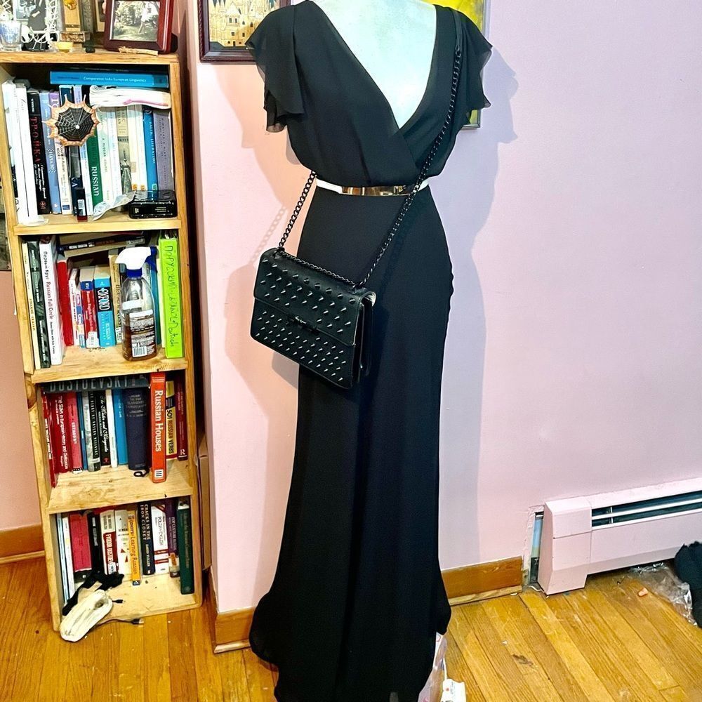 NWT Erin by Erin Fetherston Black Contessa Chiffon Gown